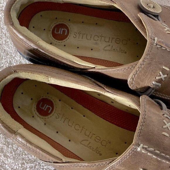 Clarks Unstructured Brown Leather Slip on Shoes 6.5 - Picture 9 of 10